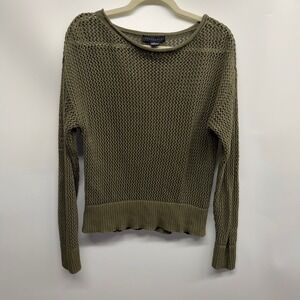 Sanctuary Olive Green Mesh Knit Long Sleeve Sweater Womens Size Medium Grunge